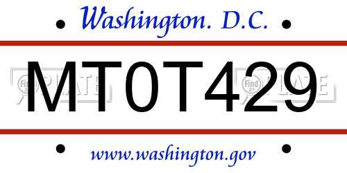 MT0T429 District Of Columbia License Plate