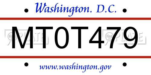 MT0T479 District Of Columbia License Plate