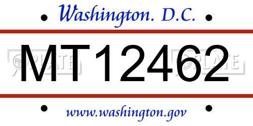 MT12462 District Of Columbia License Plate