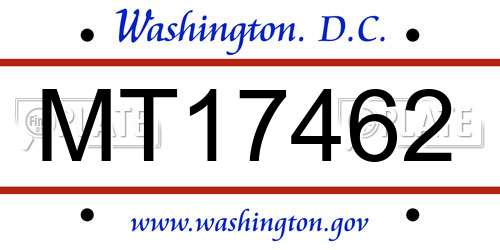 MT17462 District Of Columbia License Plate