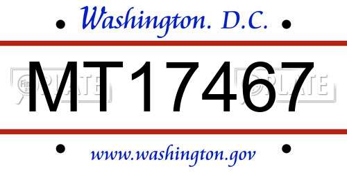 MT17467 District Of Columbia License Plate