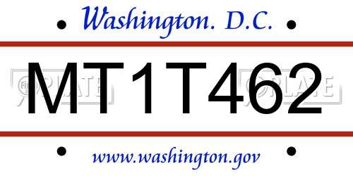 MT1T462 District Of Columbia License Plate