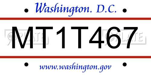 MT1T467 District Of Columbia License Plate