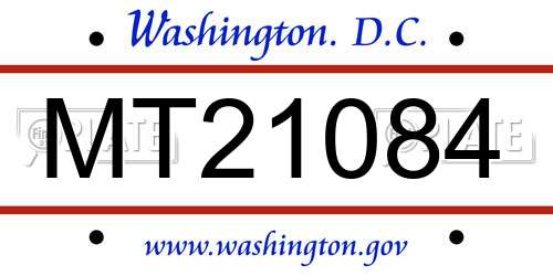 MT21084 District Of Columbia License Plate