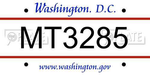 MT3285 District Of Columbia License Plate