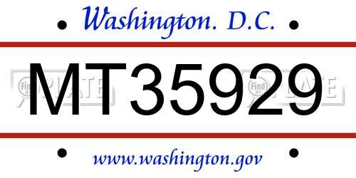 MT35929 District Of Columbia License Plate