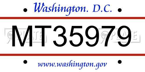 MT35979 District Of Columbia License Plate