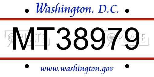 MT38979 District Of Columbia License Plate