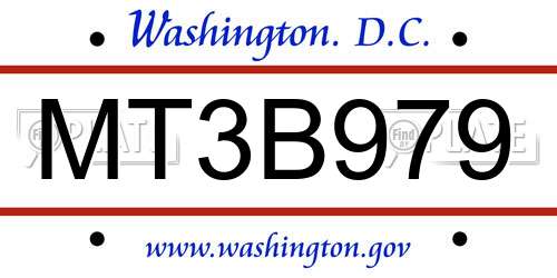 MT3B979 District Of Columbia License Plate