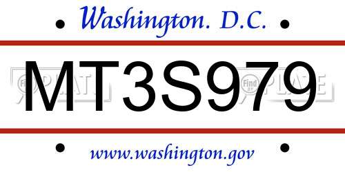 MT3S979 District Of Columbia License Plate
