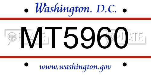MT5960 District Of Columbia License Plate