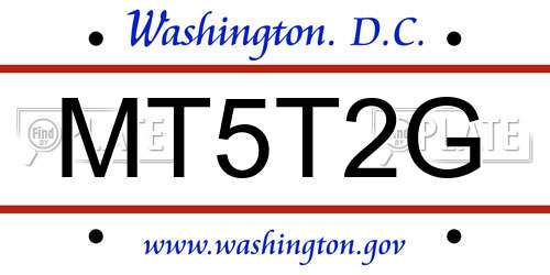 MT5T2G District Of Columbia License Plate