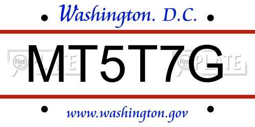 MT5T7G District Of Columbia License Plate