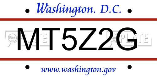 MT5Z2G District Of Columbia License Plate