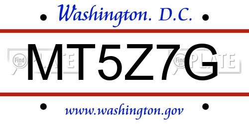 MT5Z7G District Of Columbia License Plate