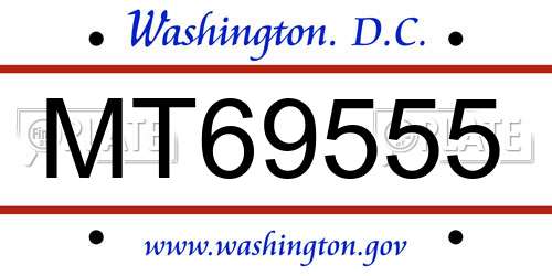 MT69555 District Of Columbia License Plate