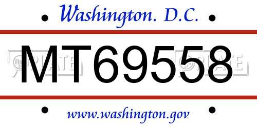 MT69558 District Of Columbia License Plate