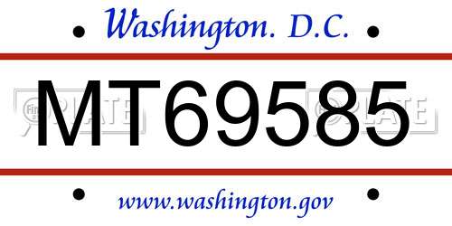 MT69585 District Of Columbia License Plate