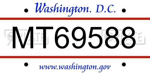 MT69588 District Of Columbia License Plate