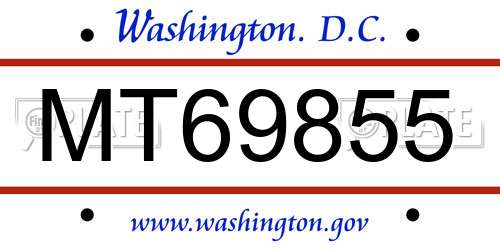 MT69855 District Of Columbia License Plate
