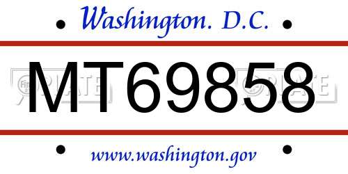 MT69858 District Of Columbia License Plate