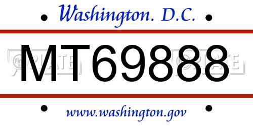 MT69888 District Of Columbia License Plate