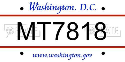 MT7818 District Of Columbia License Plate