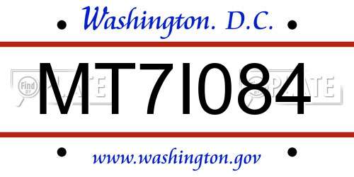 MT7I084 District Of Columbia License Plate