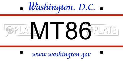 MT86 District Of Columbia License Plate