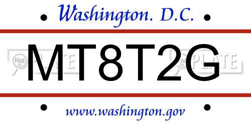 MT8T2G District Of Columbia License Plate