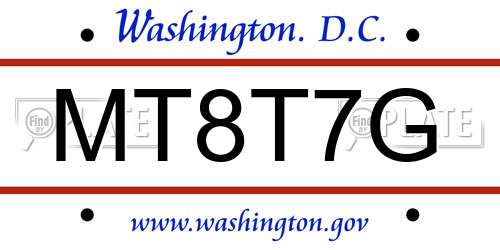MT8T7G District Of Columbia License Plate