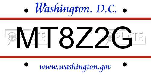 MT8Z2G District Of Columbia License Plate