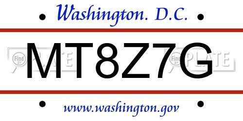 MT8Z7G District Of Columbia License Plate