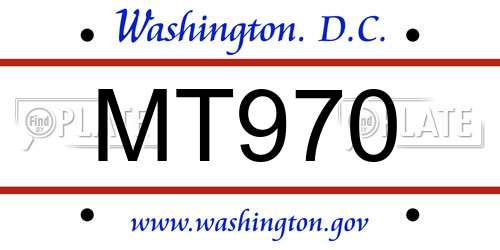 MT970 District Of Columbia License Plate