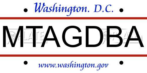 MTAGDBA District Of Columbia License Plate