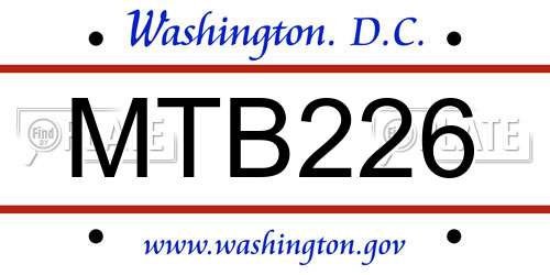 MTB226 District Of Columbia License Plate