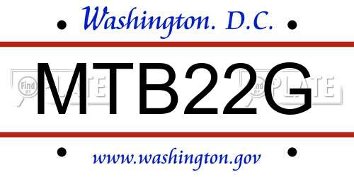 MTB22G District Of Columbia License Plate