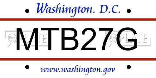 MTB27G District Of Columbia License Plate