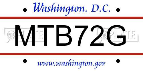 MTB72G District Of Columbia License Plate