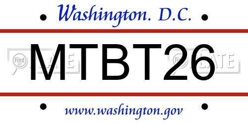 MTBT26 District Of Columbia License Plate
