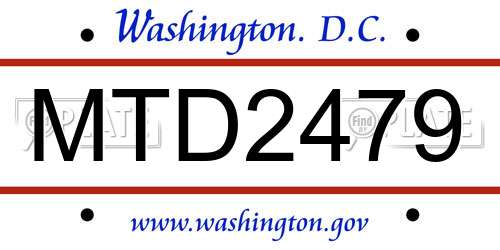 MTD2479 District Of Columbia License Plate