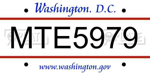 MTE5979 District Of Columbia License Plate