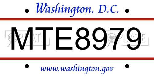 MTE8979 District Of Columbia License Plate