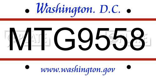MTG9558 District Of Columbia License Plate