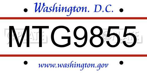 MTG9855 District Of Columbia License Plate