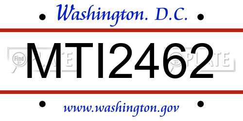 MTI2462 District Of Columbia License Plate
