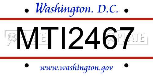 MTI2467 District Of Columbia License Plate