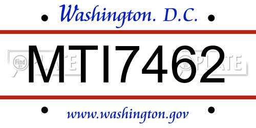 MTI7462 District Of Columbia License Plate