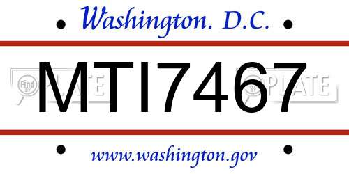 MTI7467 District Of Columbia License Plate