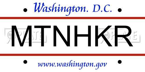 MTNHKR District Of Columbia License Plate